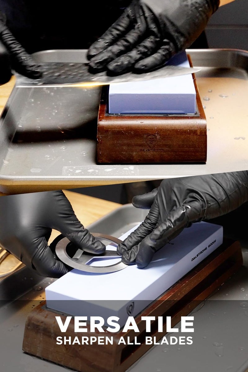 Dalstrong Premium Whetstone Kit - #1000/#6000 Knife Sharpening Kit - Extra Large Grit Stones - Top-Grade Corundum - Thick Knife Sharpening Stone - Hand Crafted Acacia Wood - Whetstone Knife Sharpener - Image 5